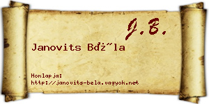 Janovits Béla névjegykártya